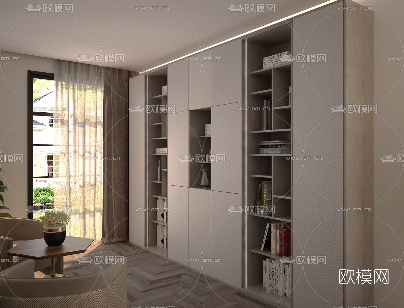 现代客厅餐厅厨房3d模型