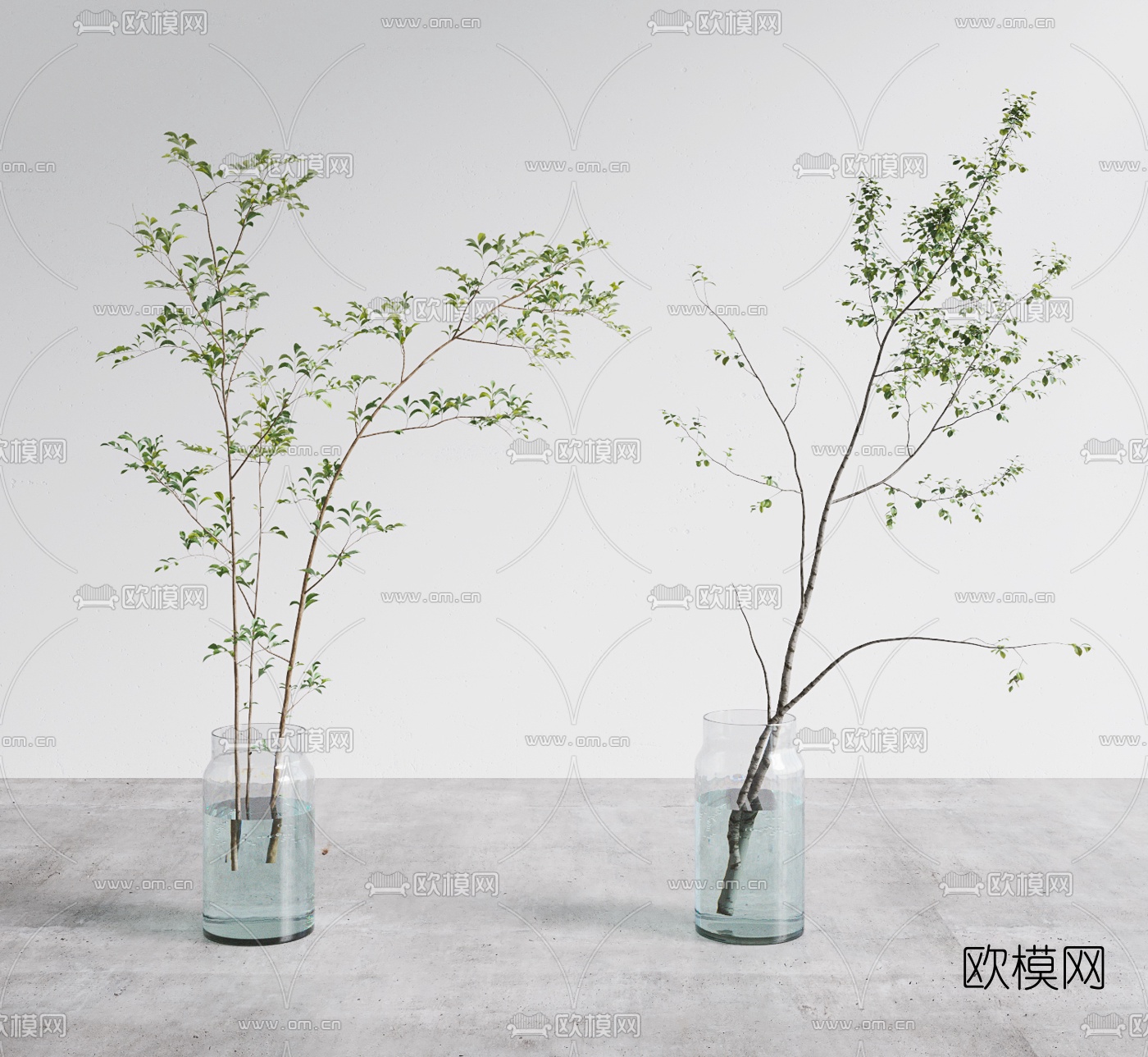 现代水生绿植花瓶3d模型