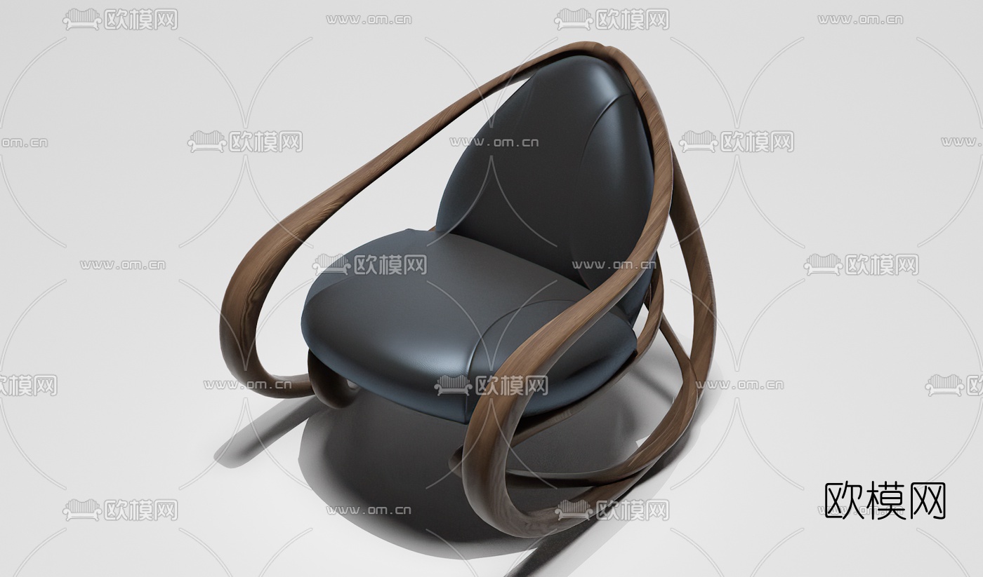 后现代实木休闲椅3d模型