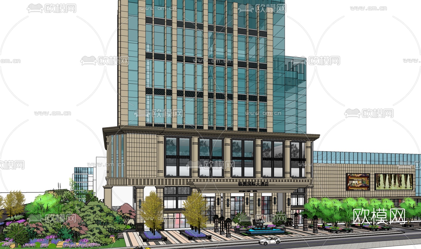 现代酒店外观免费su模型下载