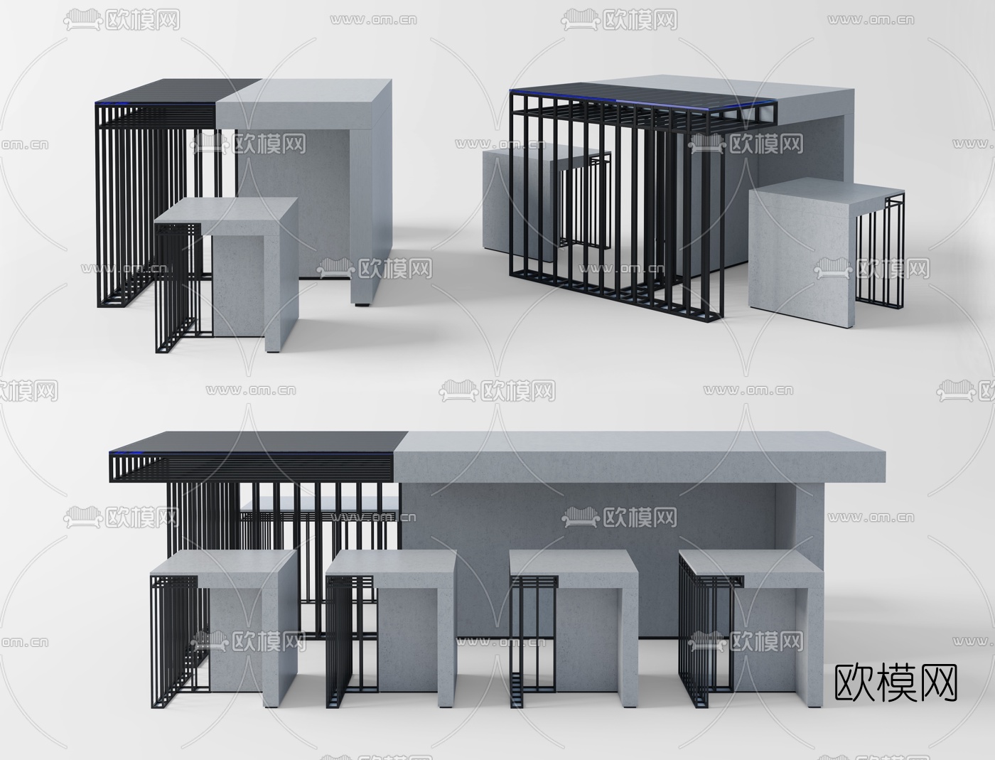 现代户外休闲桌椅3d模型下载