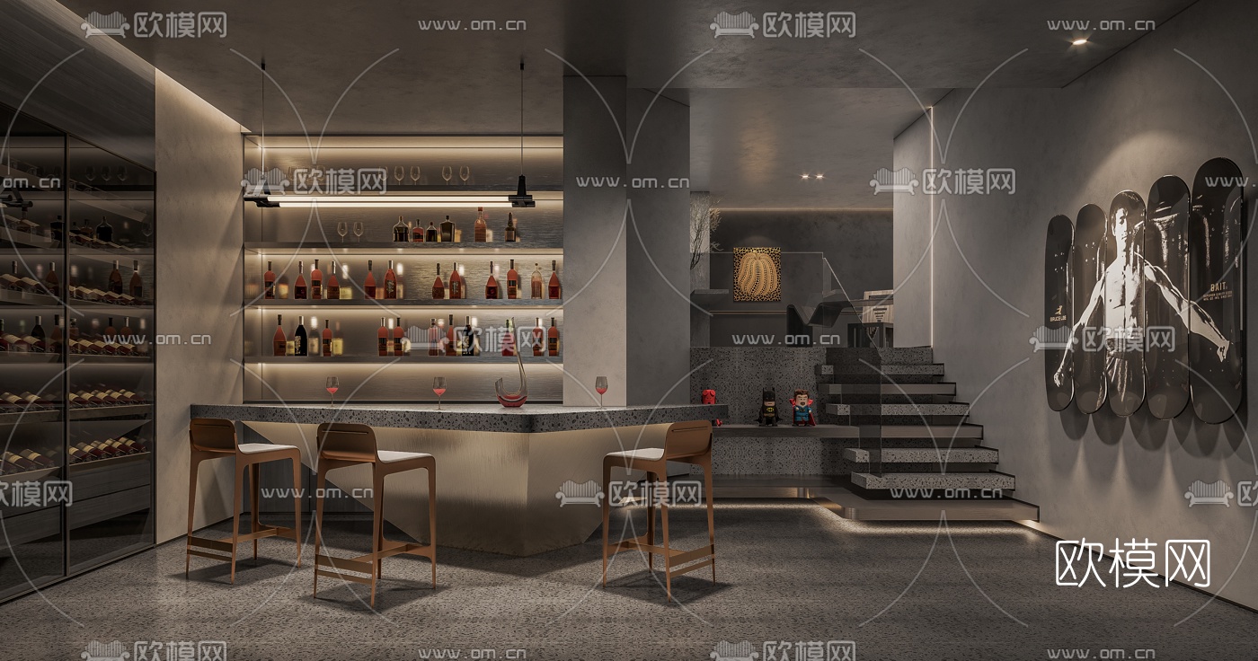 侘寂地下休息区品酒区3d模型