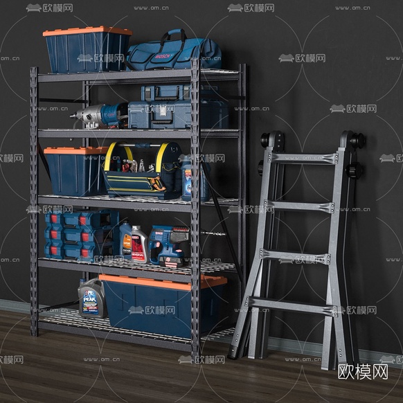 工业风工具箱电钻工具3d模型下载(渲染图2)