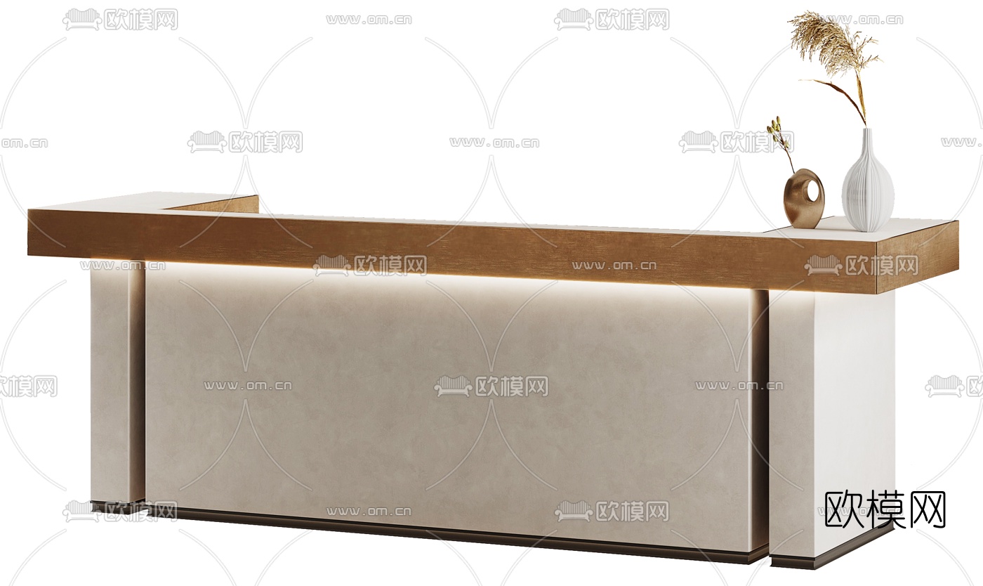 现代前台接待台3d模型下载（渲染图2）