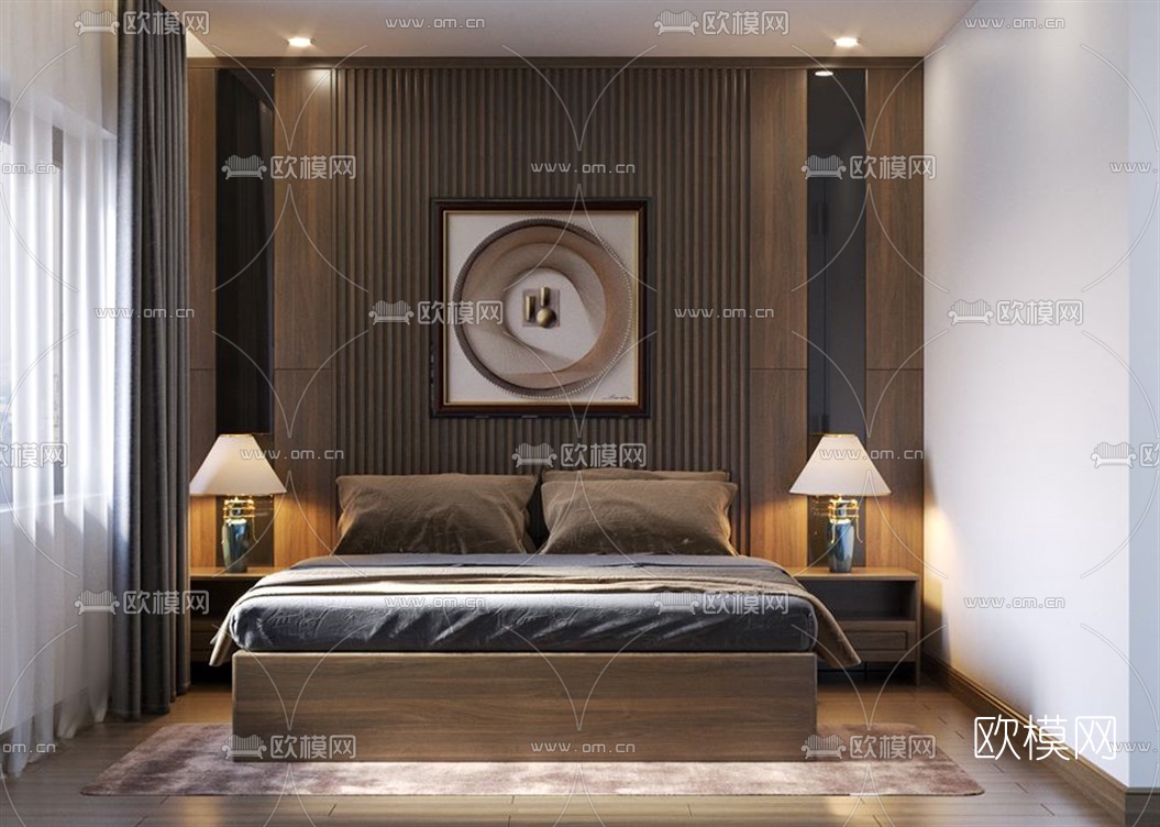 现代主人房卧室su模型下载（渲染图4）