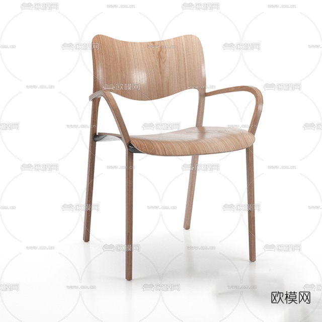 北欧实木单人椅免费3d模型下载
