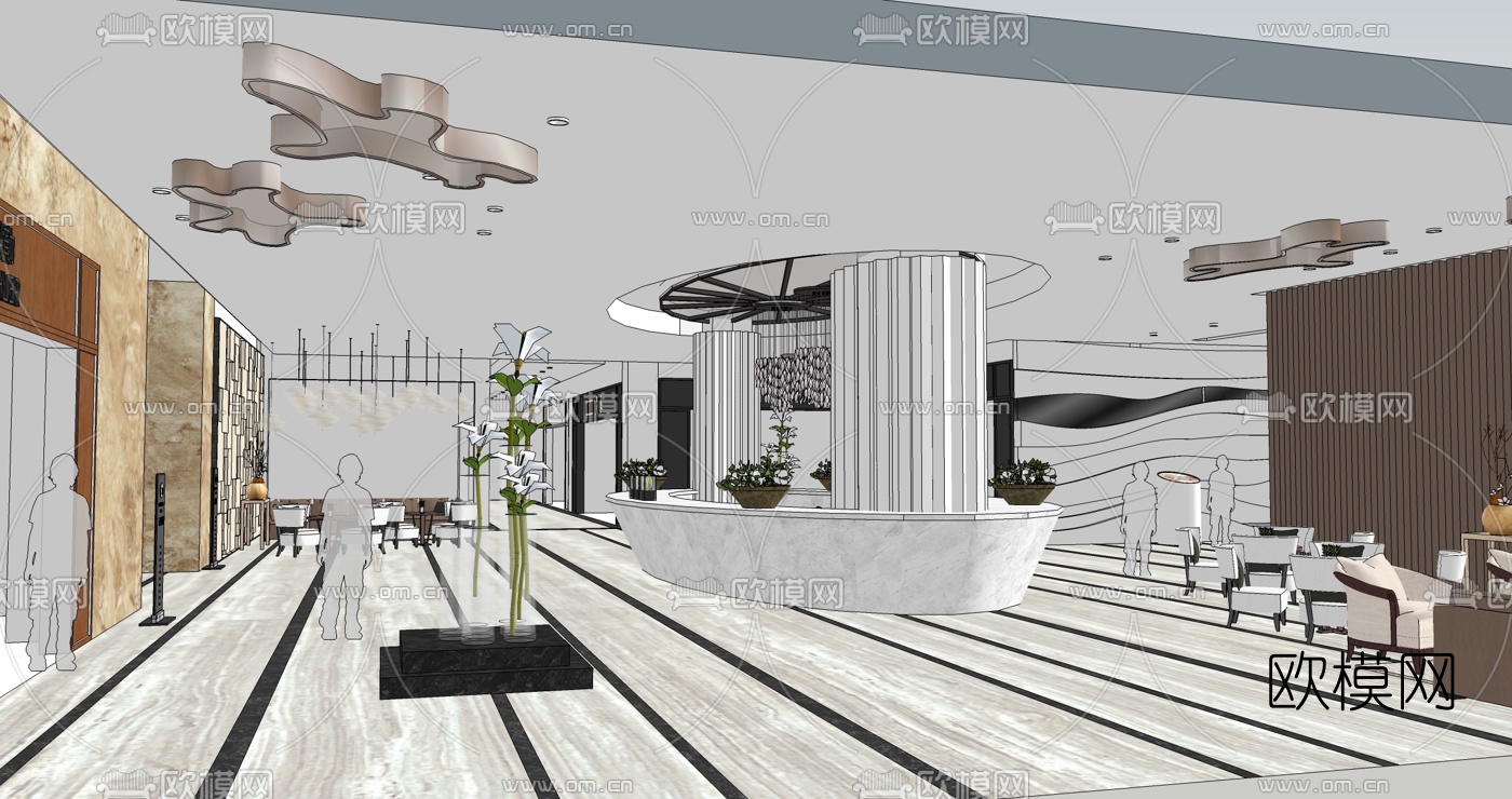 现代家具展厅su模型下载（渲染图1）