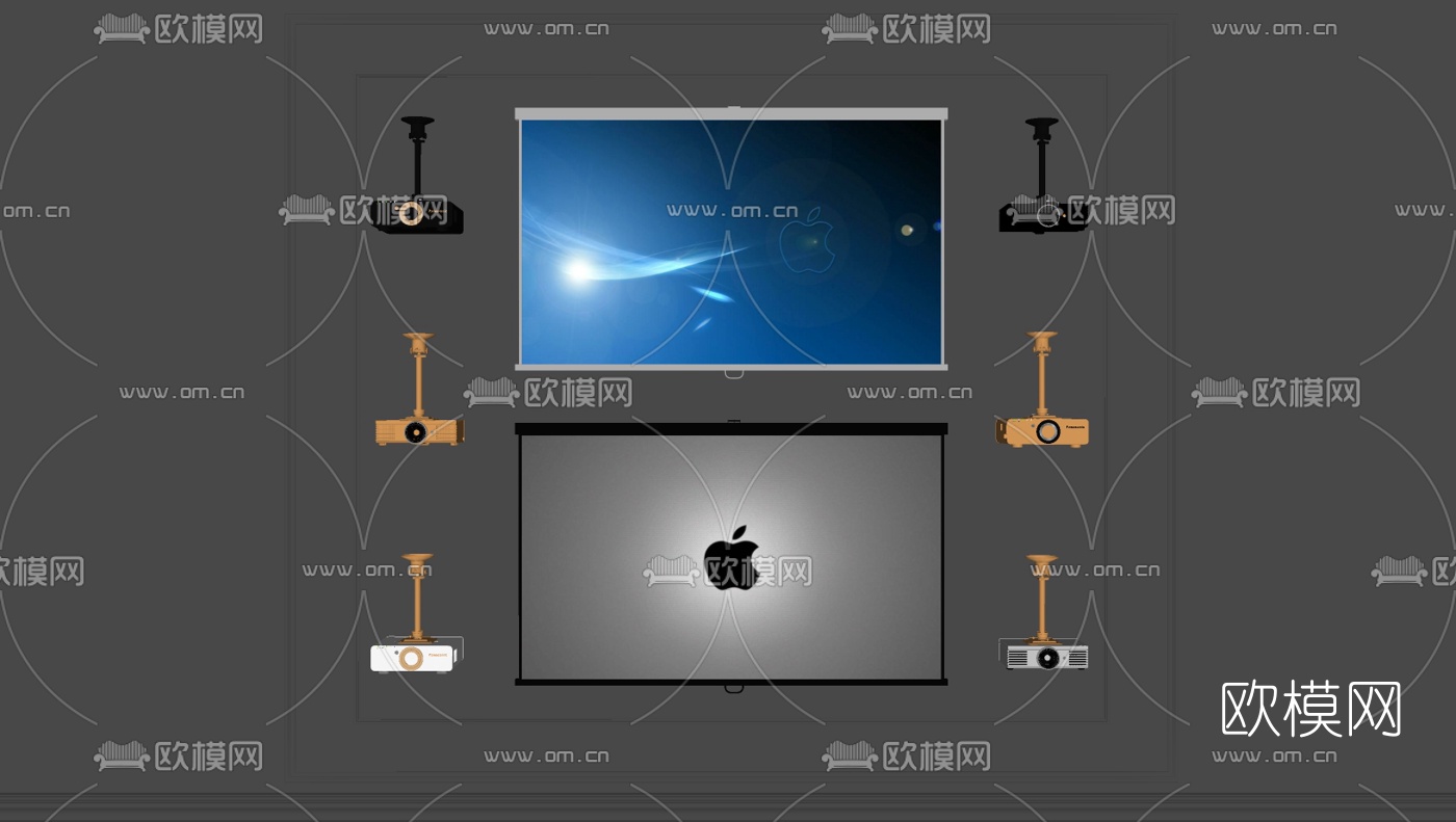现代投影幕布投影仪su模型