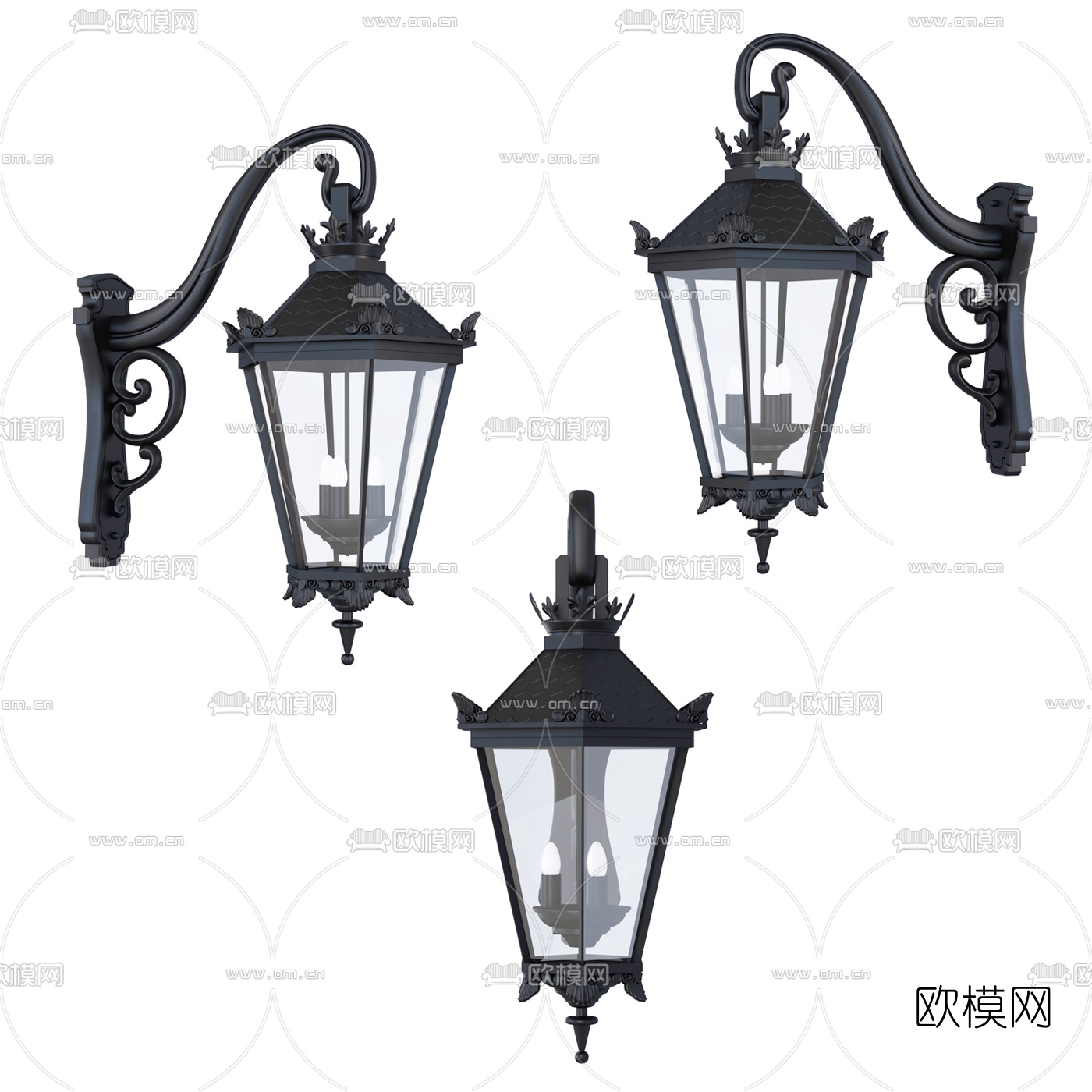 欧式铁艺壁灯3d模型下载