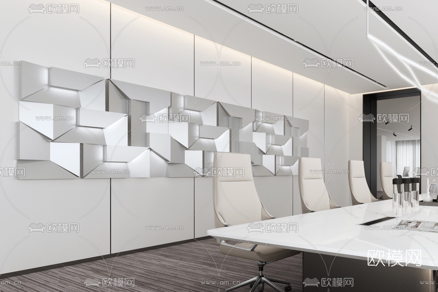 现代极简会议室3d模型