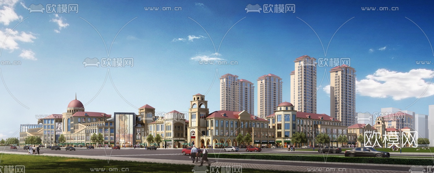 欧式商业街3d模型