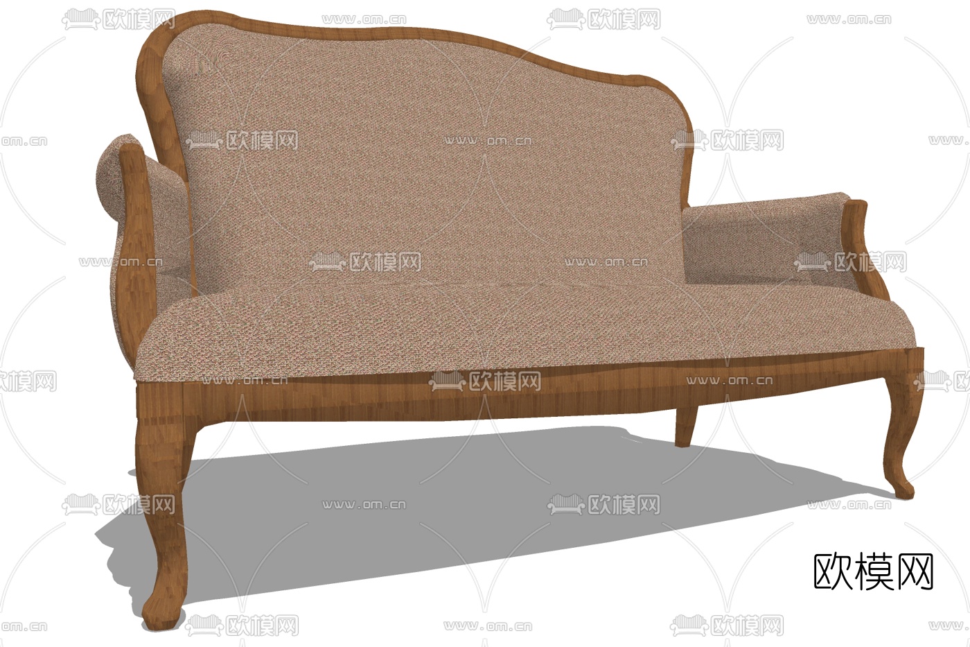 欧式布艺单人沙发免费su模型下载