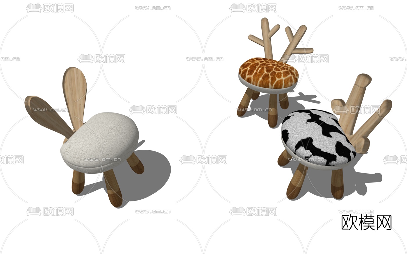 现代布艺儿童椅su模型下载