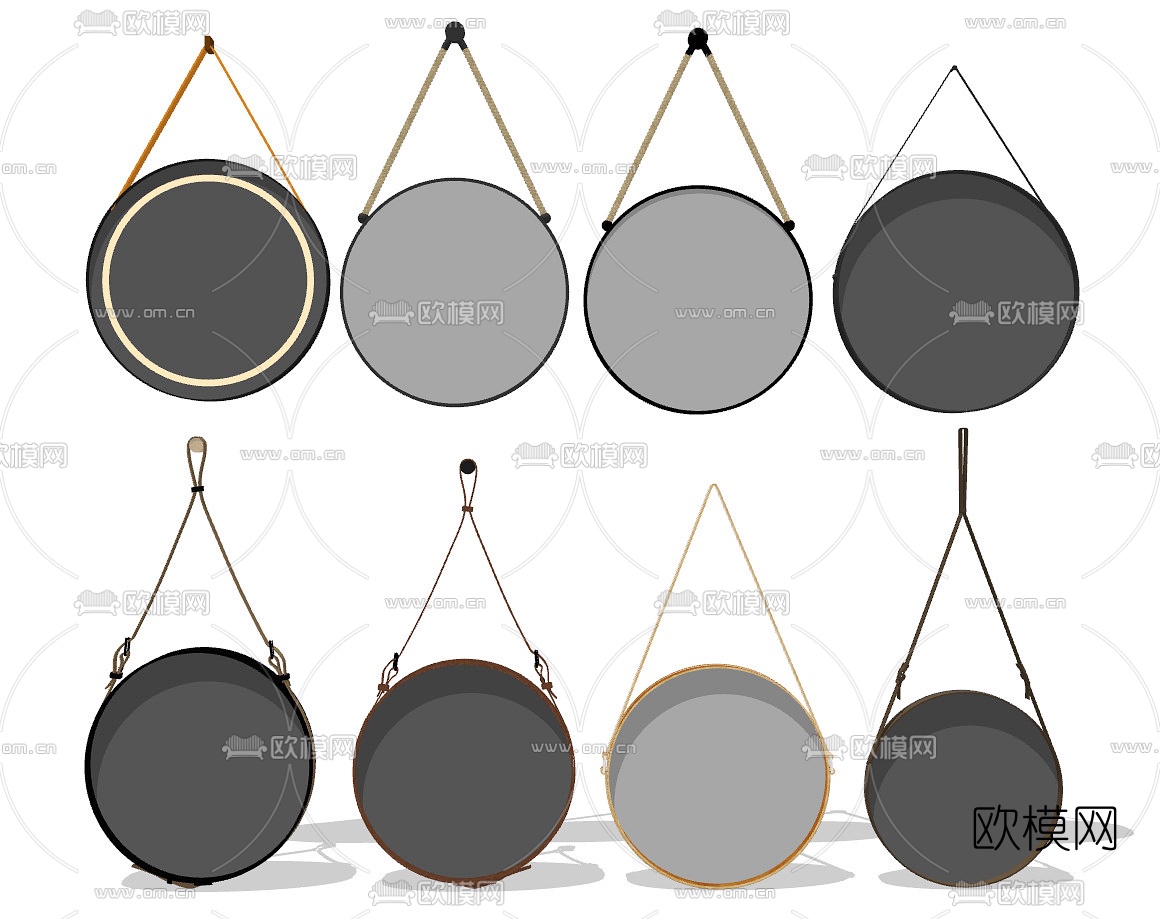 现代壁挂式装饰镜su模型下载