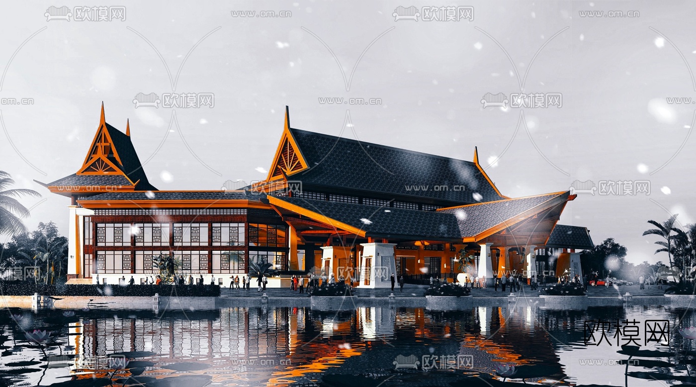 东南亚酒店3d模型下载