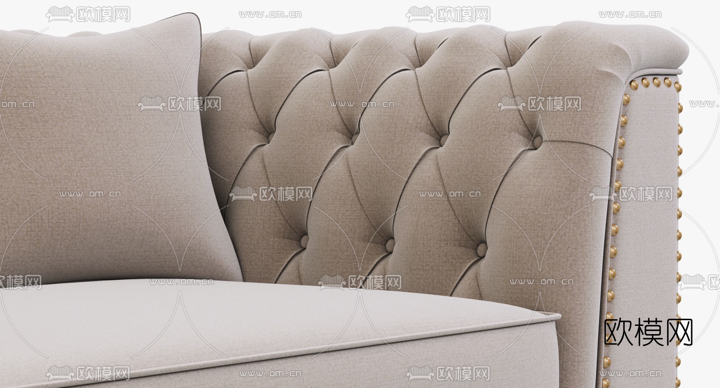 简欧布艺双人沙发3d模型下载（渲染图6）