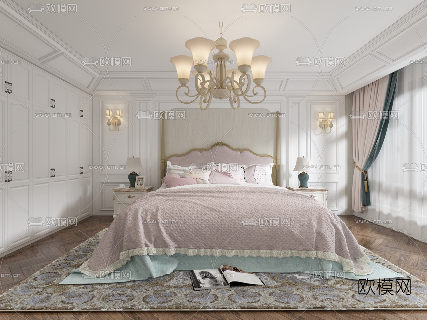 欧式轻奢卧室免费3d模型下载