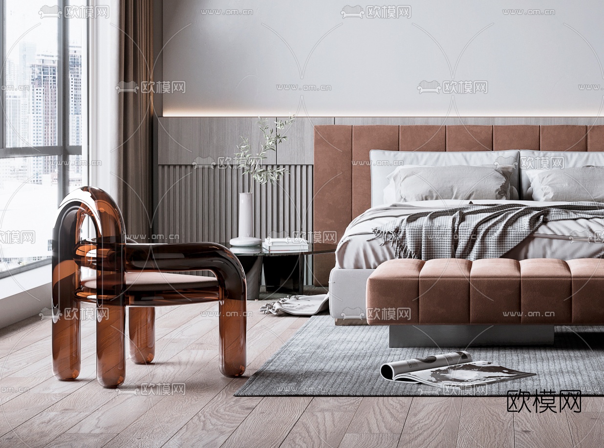 现代卧室主人房3d模型