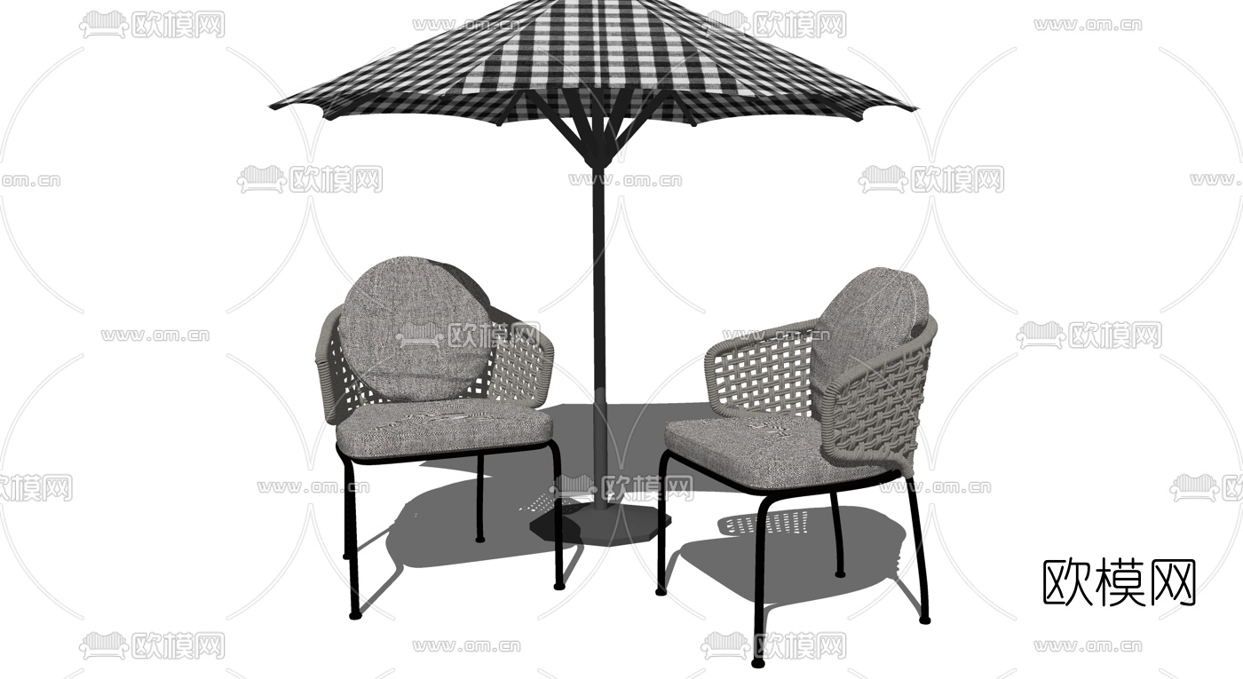 现代户外藤编休闲椅su模型下载