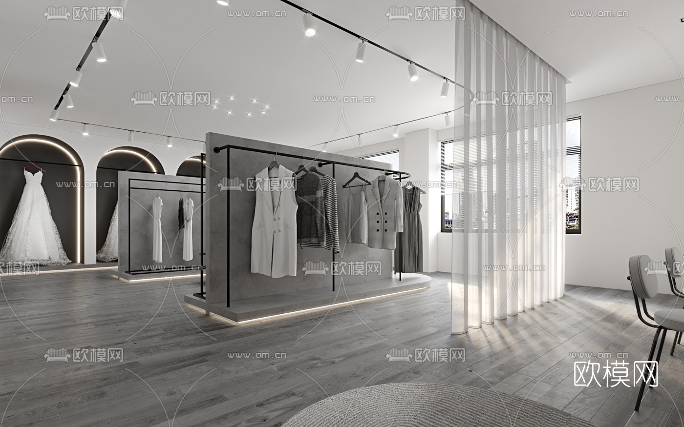 现代侘寂婚纱摄影店3d模型