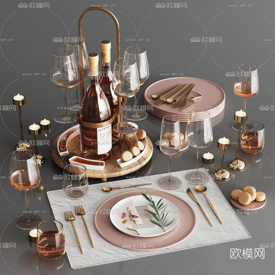 北欧刀叉餐具洋酒烛台3d模型