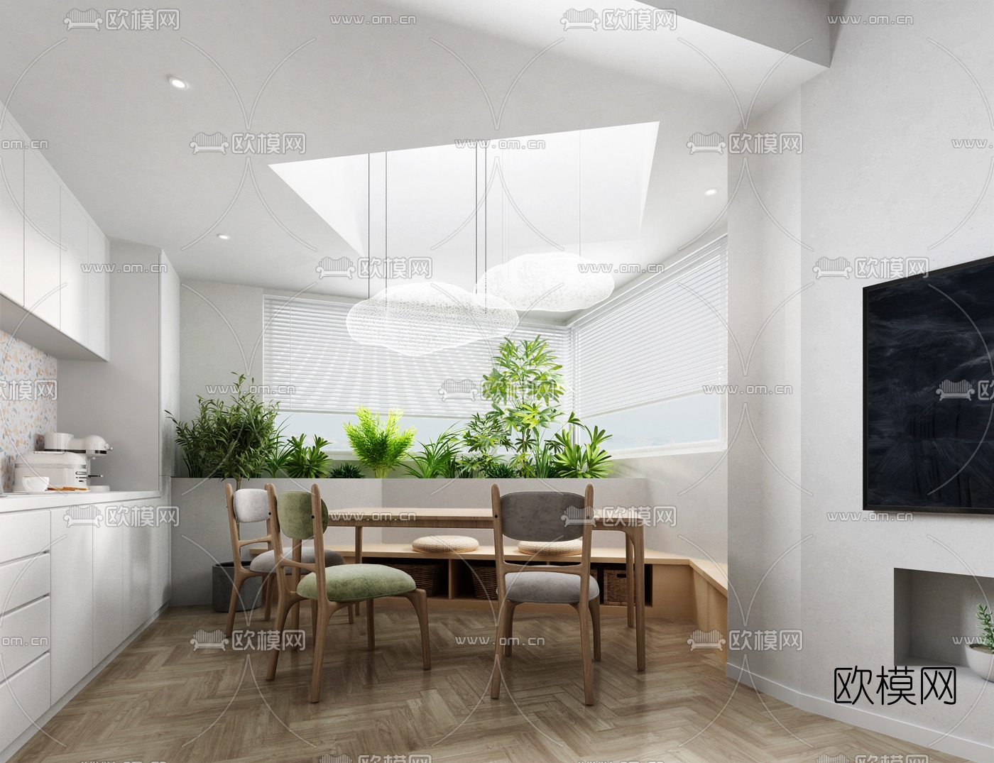 北欧客厅餐厅3d模型下载（渲染图4）