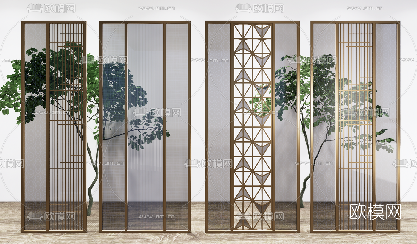 现代屏风隔断su模型下载（渲染图1）