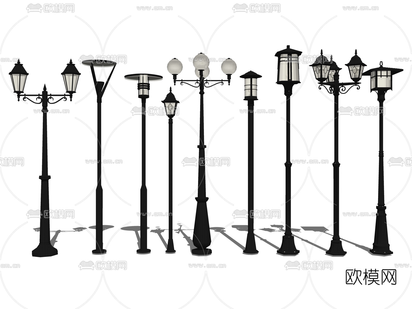 欧式路灯景观灯su模型下载