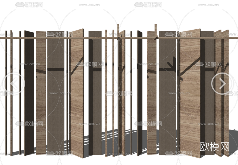 现代隔断木板屏风su模型下载
