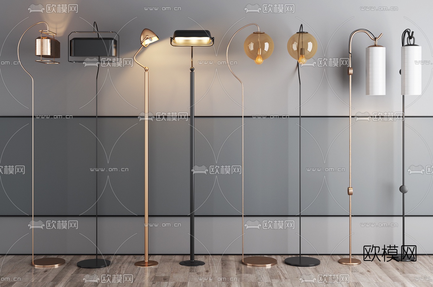 现代轻奢落地灯组合3d模型下载
