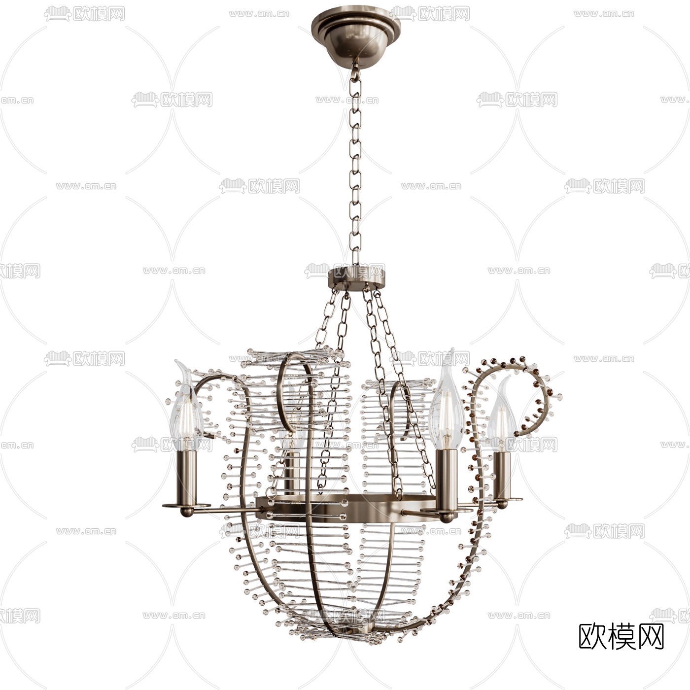美式轻奢水晶吊灯3d模型下载（渲染图4）