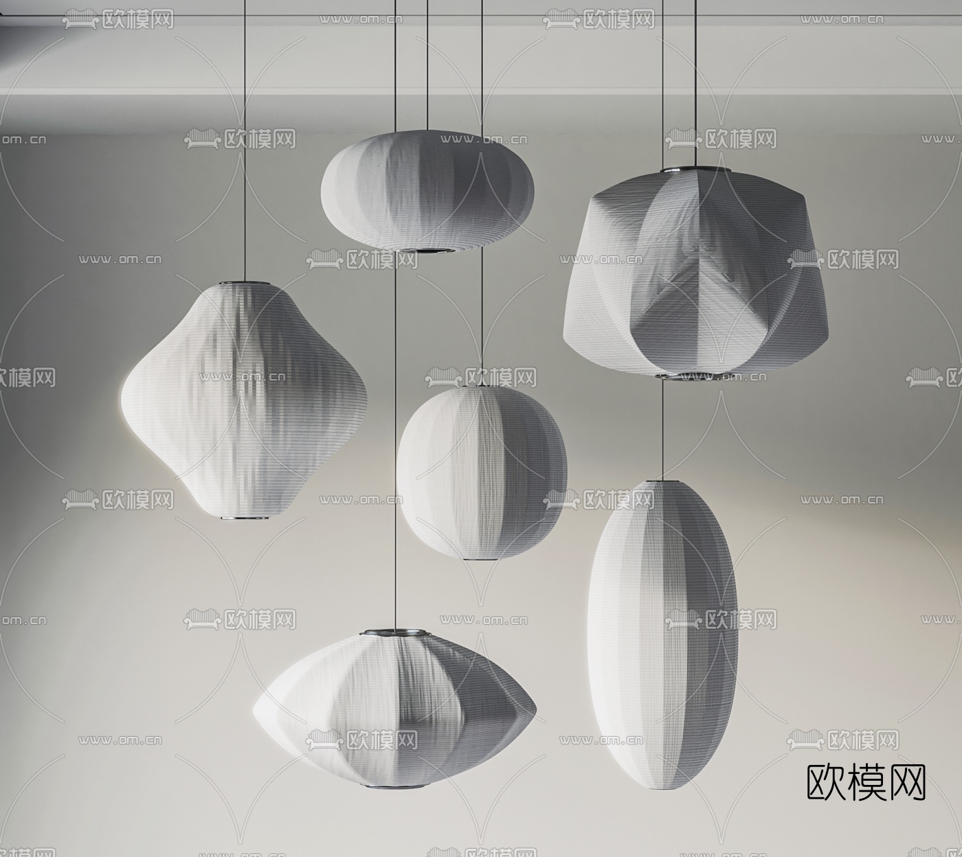 现代白色创意吊灯3d模型