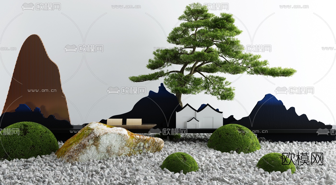 现代庭院景观小品3d模型
