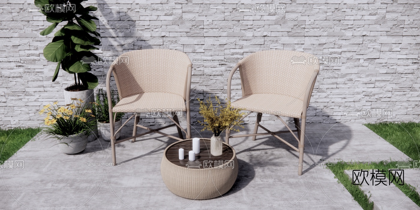 北欧编织户外椅su模型下载