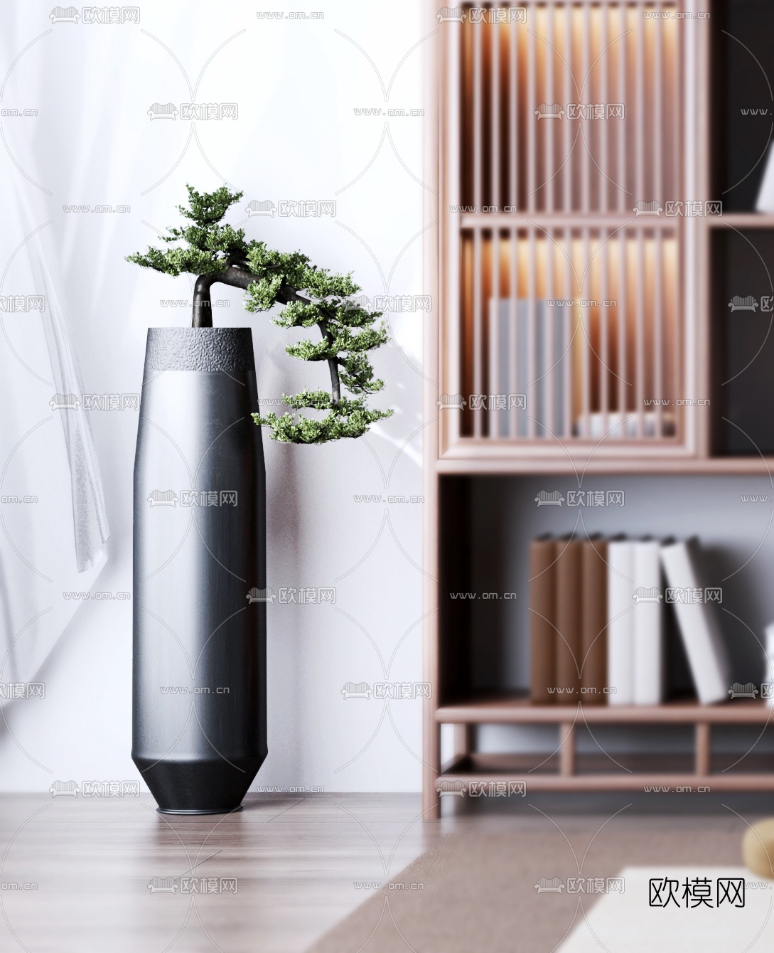 新中式实木博古架3d模型