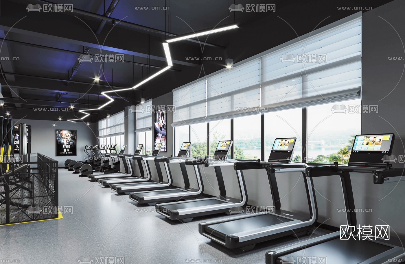 现代健身房3d模型