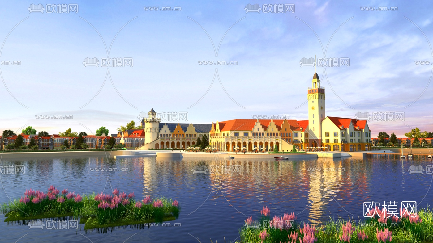 欧式城堡水景景观3d模型
