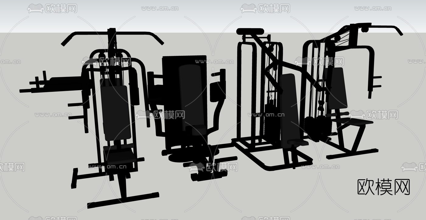 现代健身器材su模型下载（渲染图4）