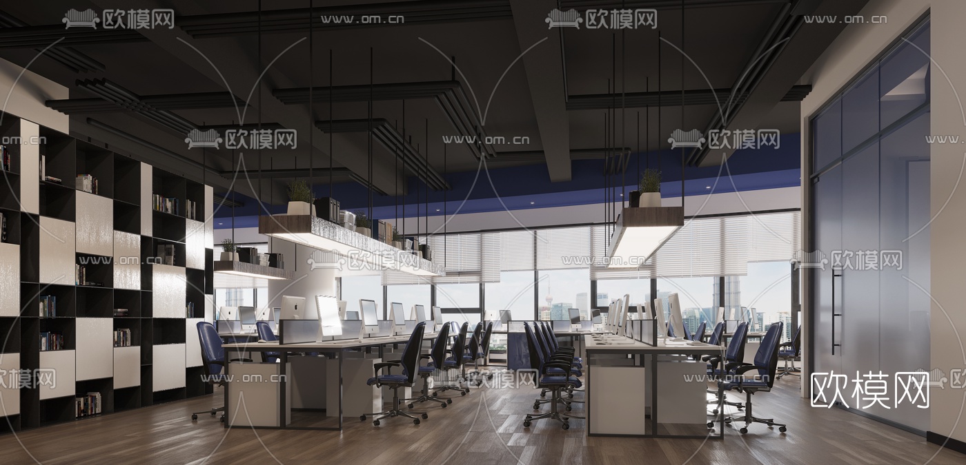 现代简约办公室3d模型