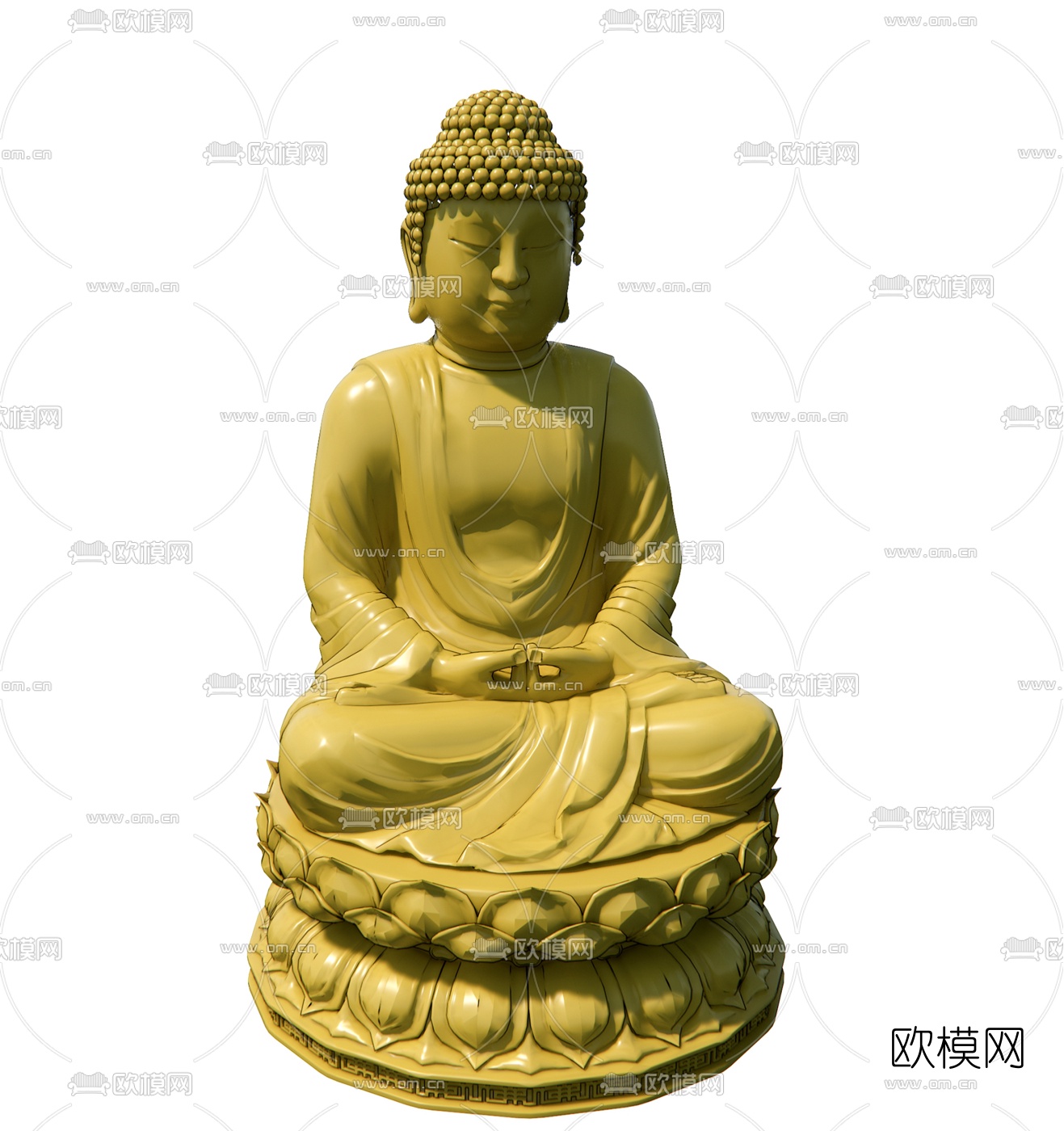 中式佛像雕塑su模型下载（渲染图1）