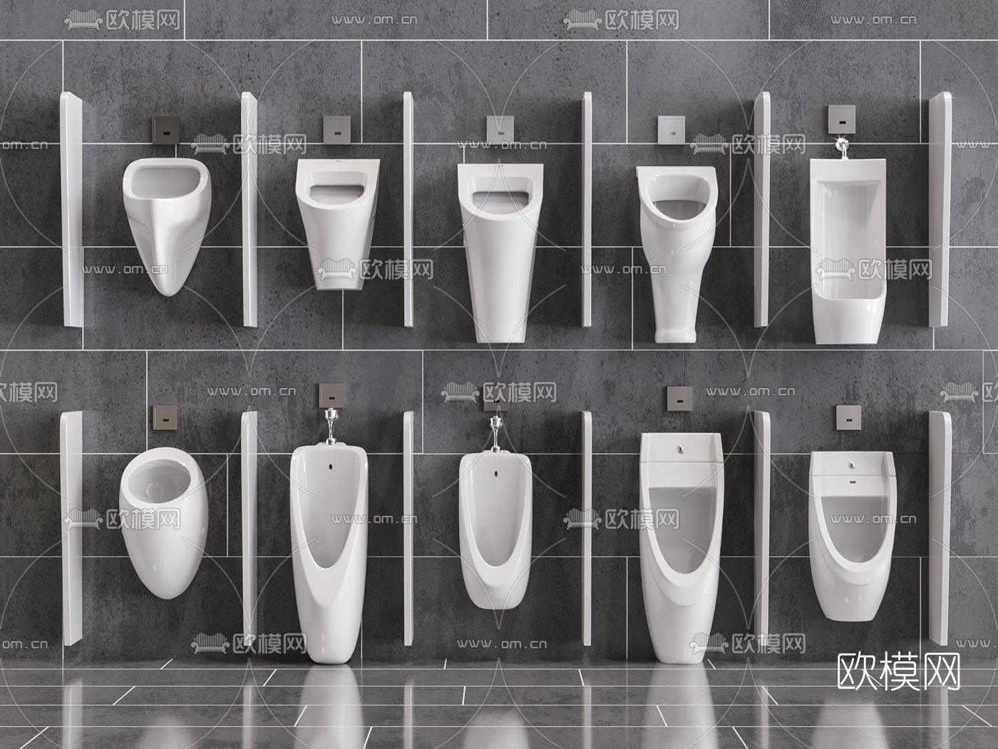 现代壁挂感应式小便斗3d模型下载