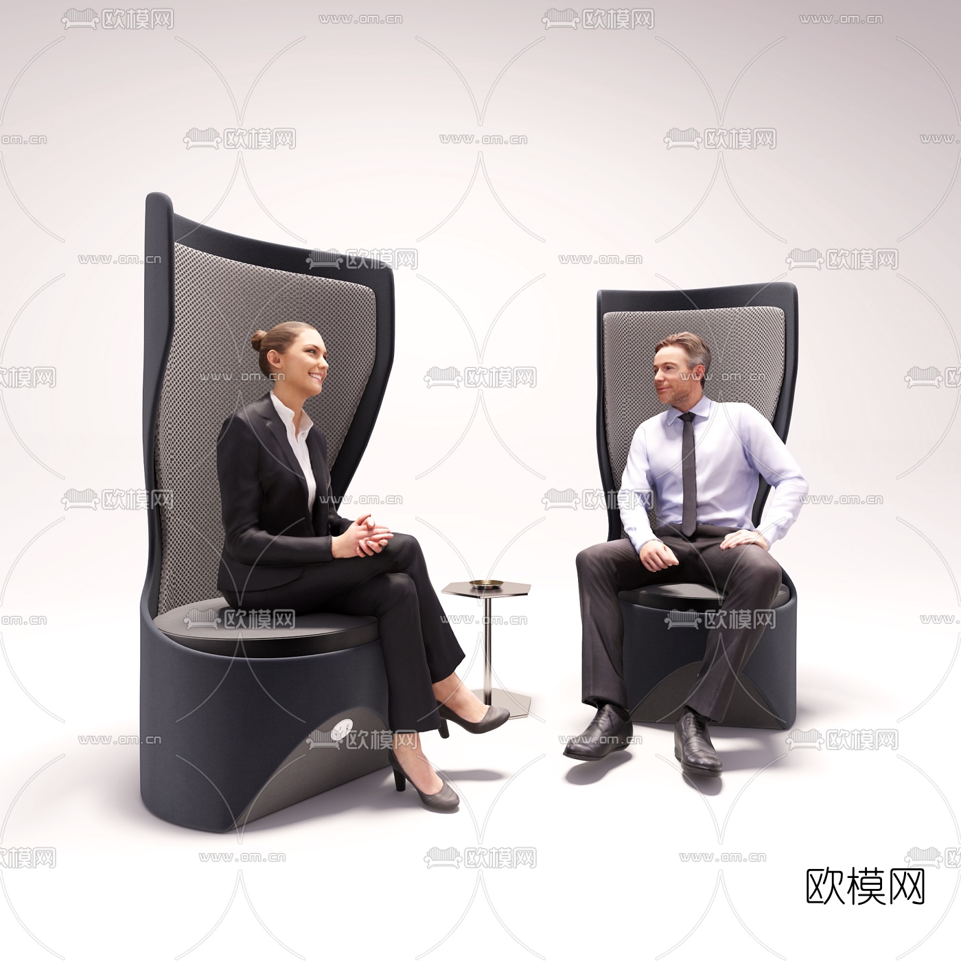 后现代布艺高背休闲沙发椅3d模型下载