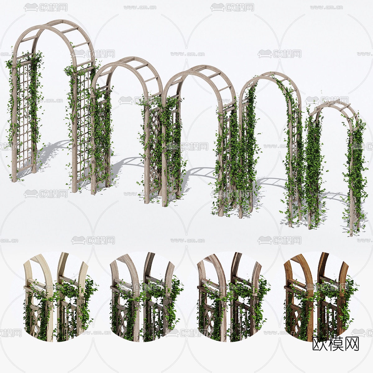 现代绿植藤蔓爬架3d模型下载（渲染图1）