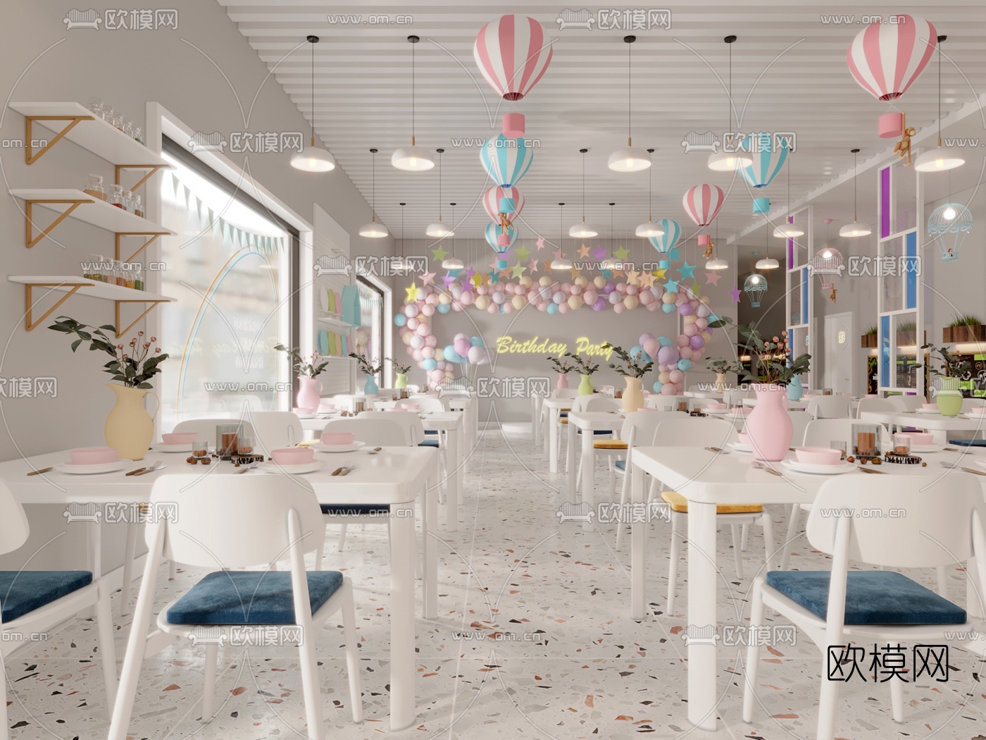 北欧网红自助餐厅3d模型下载（渲染图1）