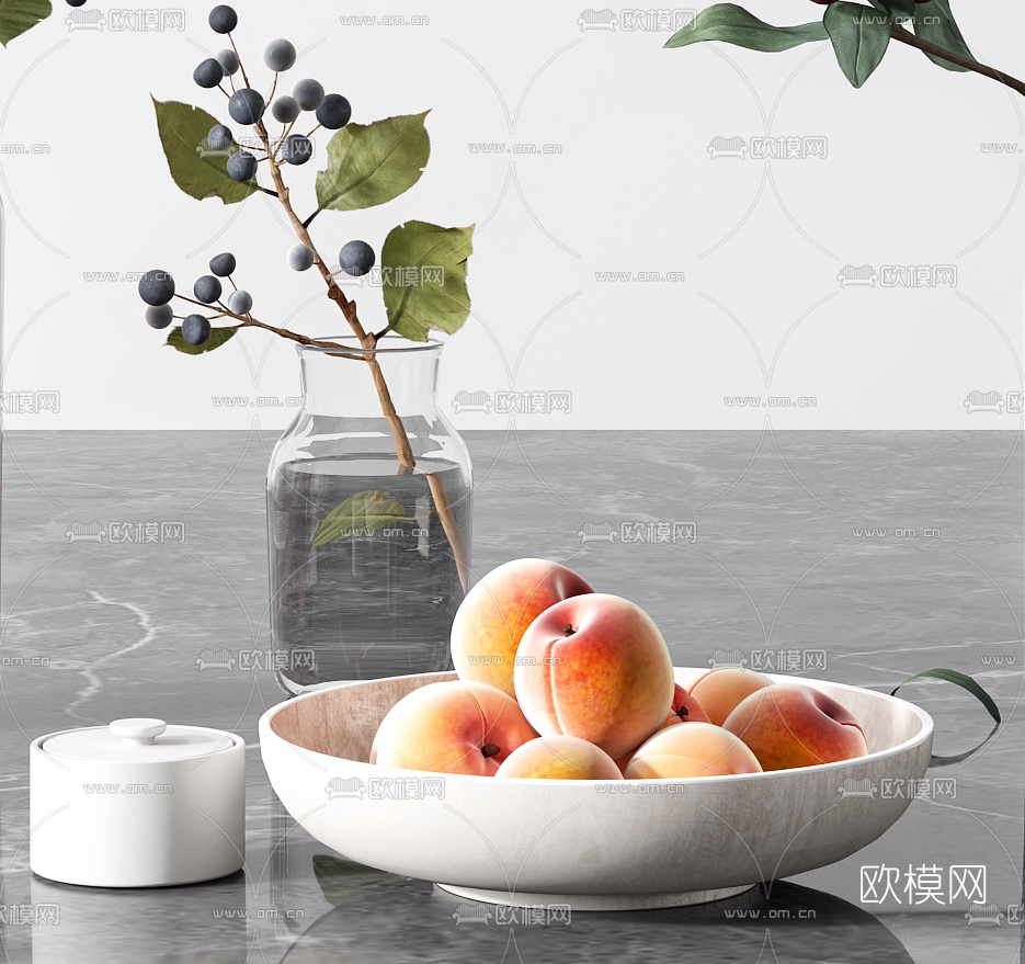 现代玻璃花瓶水生植物3d模型下载（渲染图4）