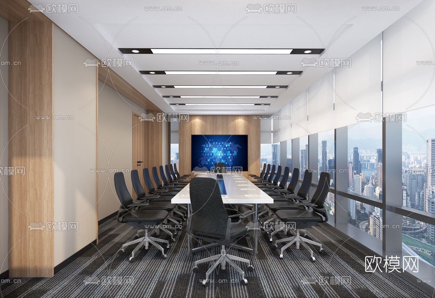 现代会议室3d模型下载