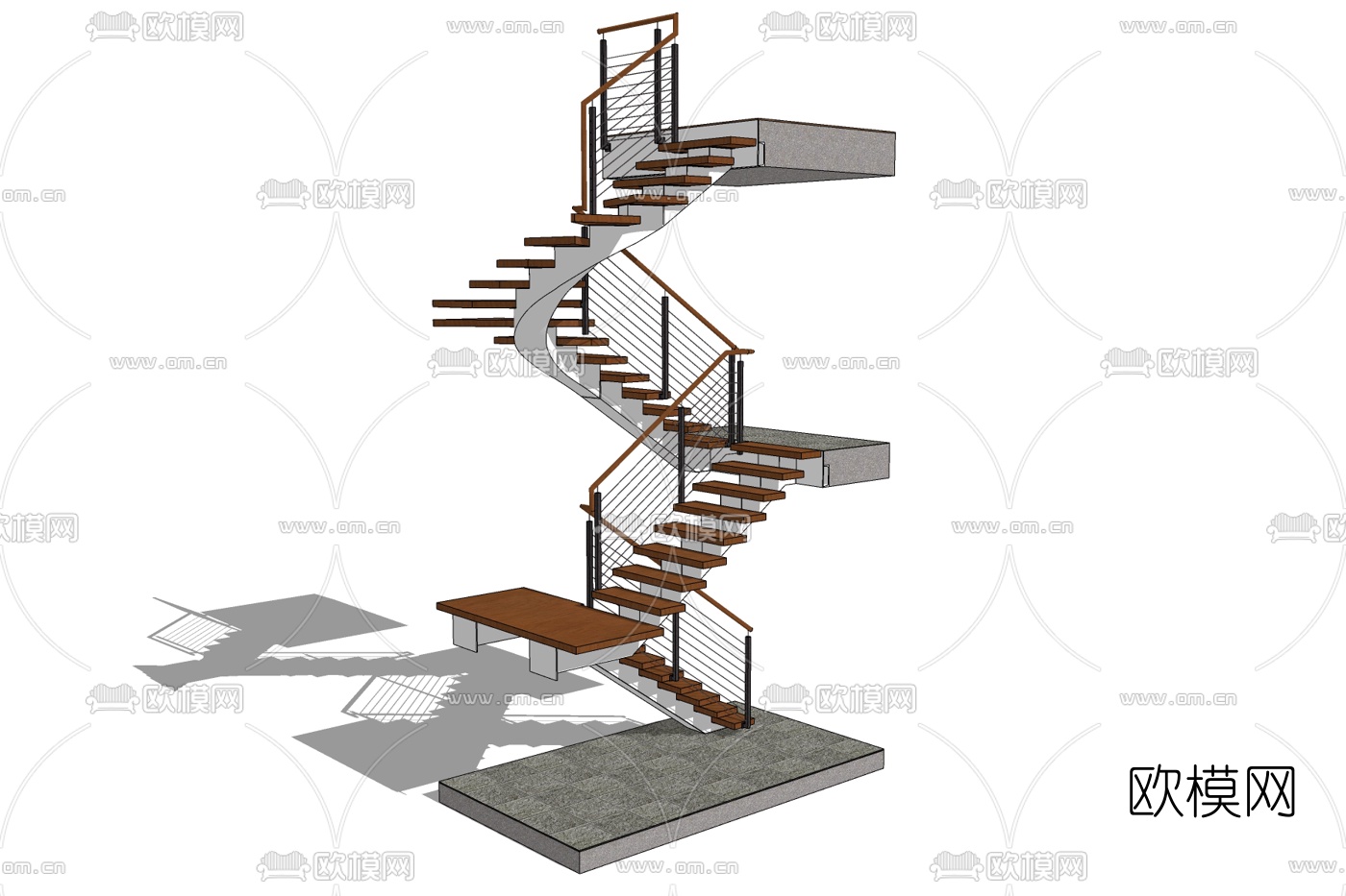 现代楼梯免费su模型下载