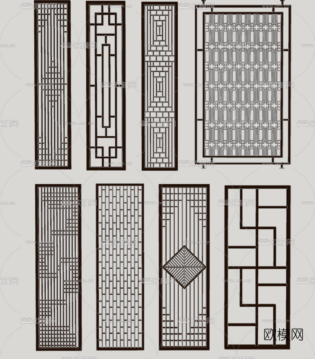现代屏风隔断su模型下载（渲染图2）