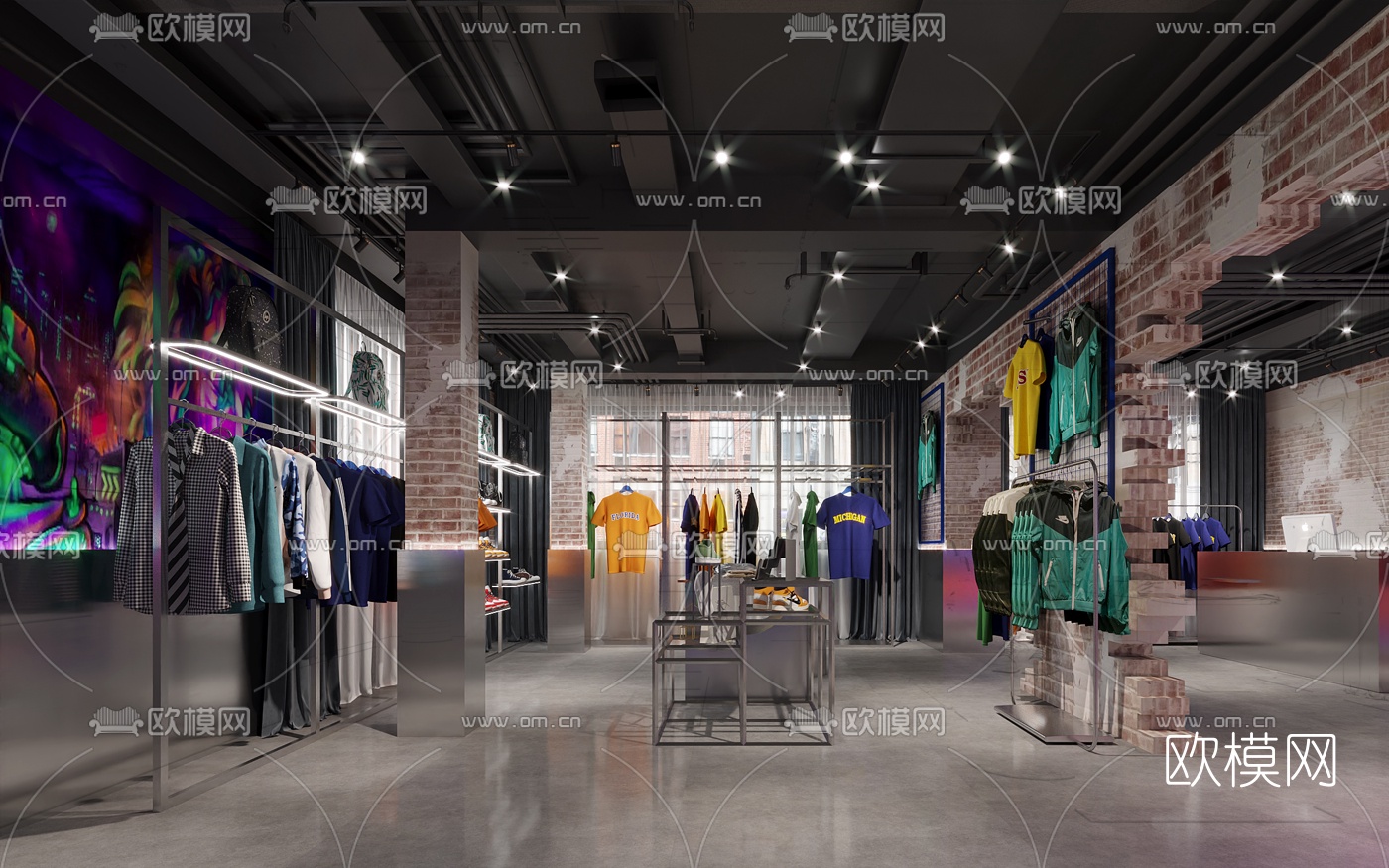 工业风服装店3d模型