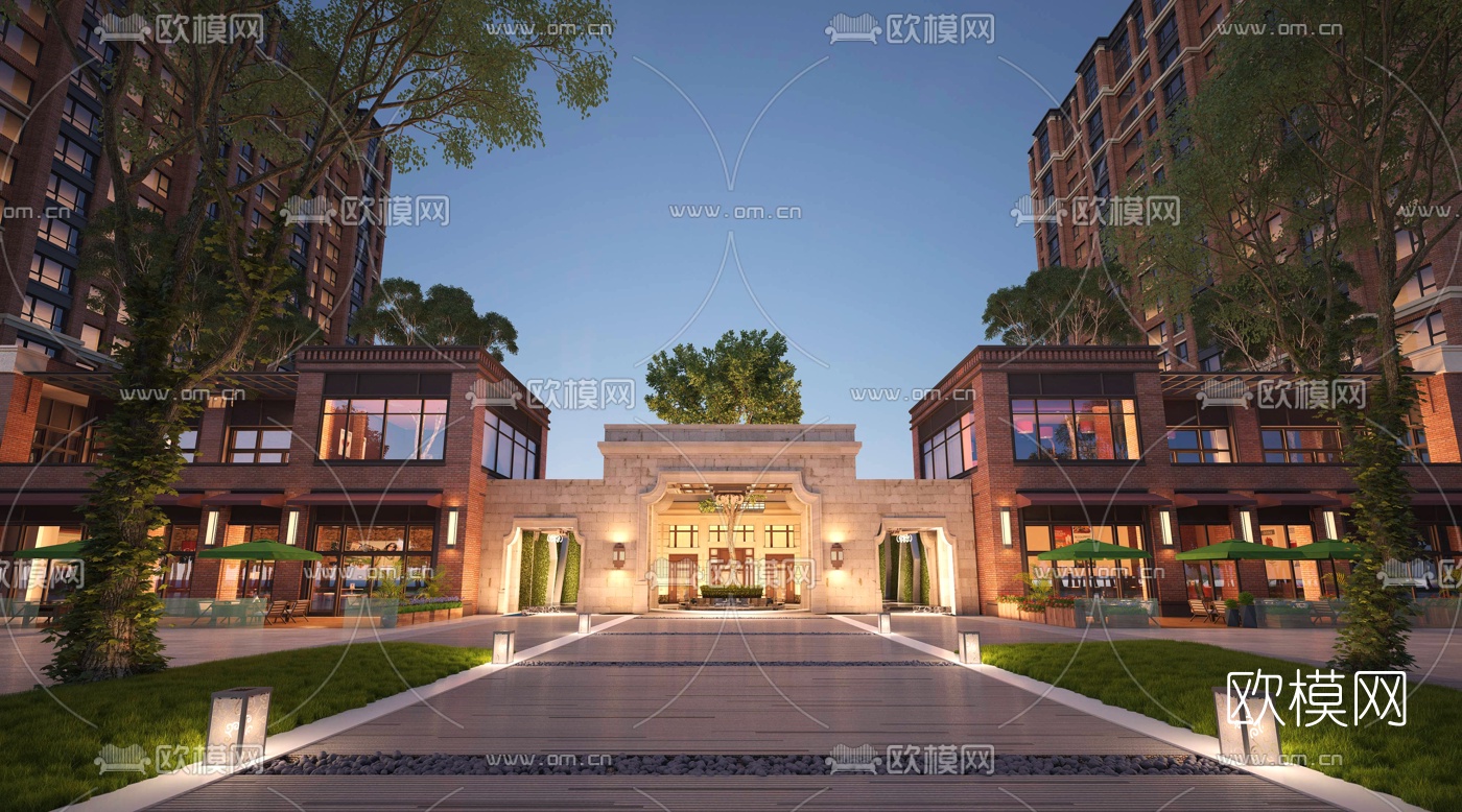 欧式住宅小区入口门面3d模型